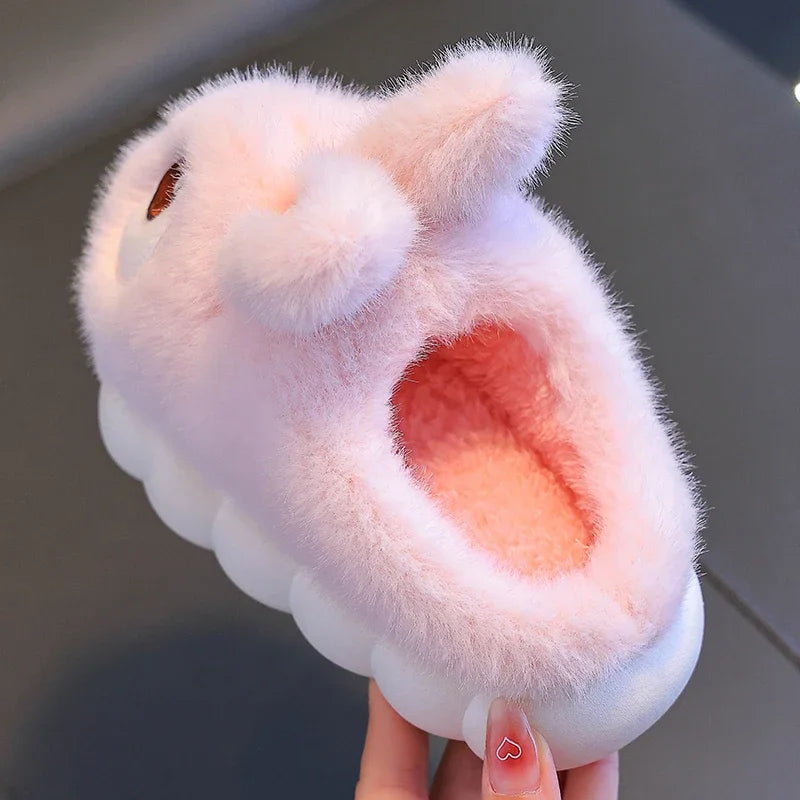 2026 New Cute Rabbit Children's Cartoon Winter Slippers Comfortable Warm House Shoes Boys Girls Indoor Home Fluffy Slippers