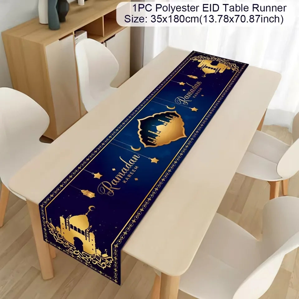 Ramadan Table Runner Eid Mubarak Decoration 2026 for Home Ramadan Kareem Ramadan Mubarak Islamic Muslim Party Eid Al-Fitr Gifts