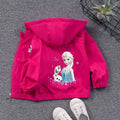 Spring Autumn Fashion Girls Jacket Cartoon Anna Elsa Zipper Hooded Windbreaker Coat For 2-7Years Kids Children Outerwear Clothin