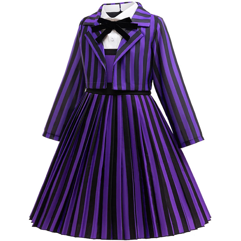 Girl Dress 2Pcs Wednesday Enid Sinclair‌ Cosplay Costume Birthday Party Performance Costume Halloween Carnival Kids Dress Up