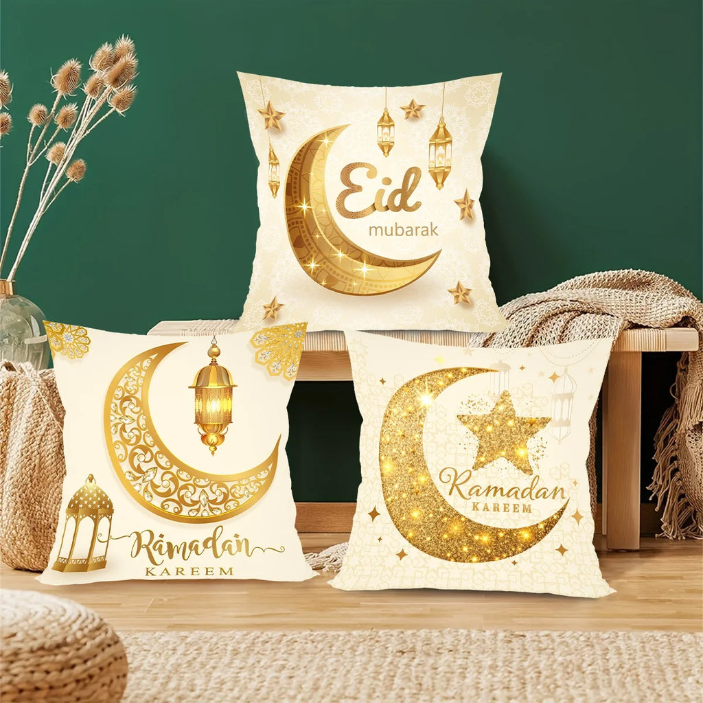 4Pcs Ramadan Kareem Pillowcase Ramadan Decoration 2026 For Home Sofa Cushion Islamic Muslim Party Supplies Eid Gift Pillow Cover