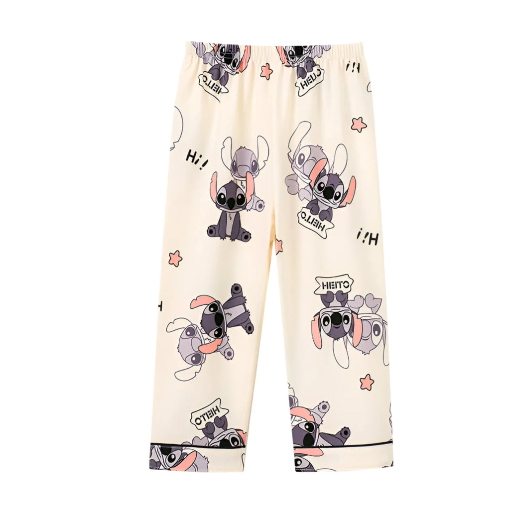 2pcs Stitch Print Autumn and Winter Kids Pajama Set for Boys and Girls, Long Sleeve Top & Pants Set, Stitch Comfy Casual Set