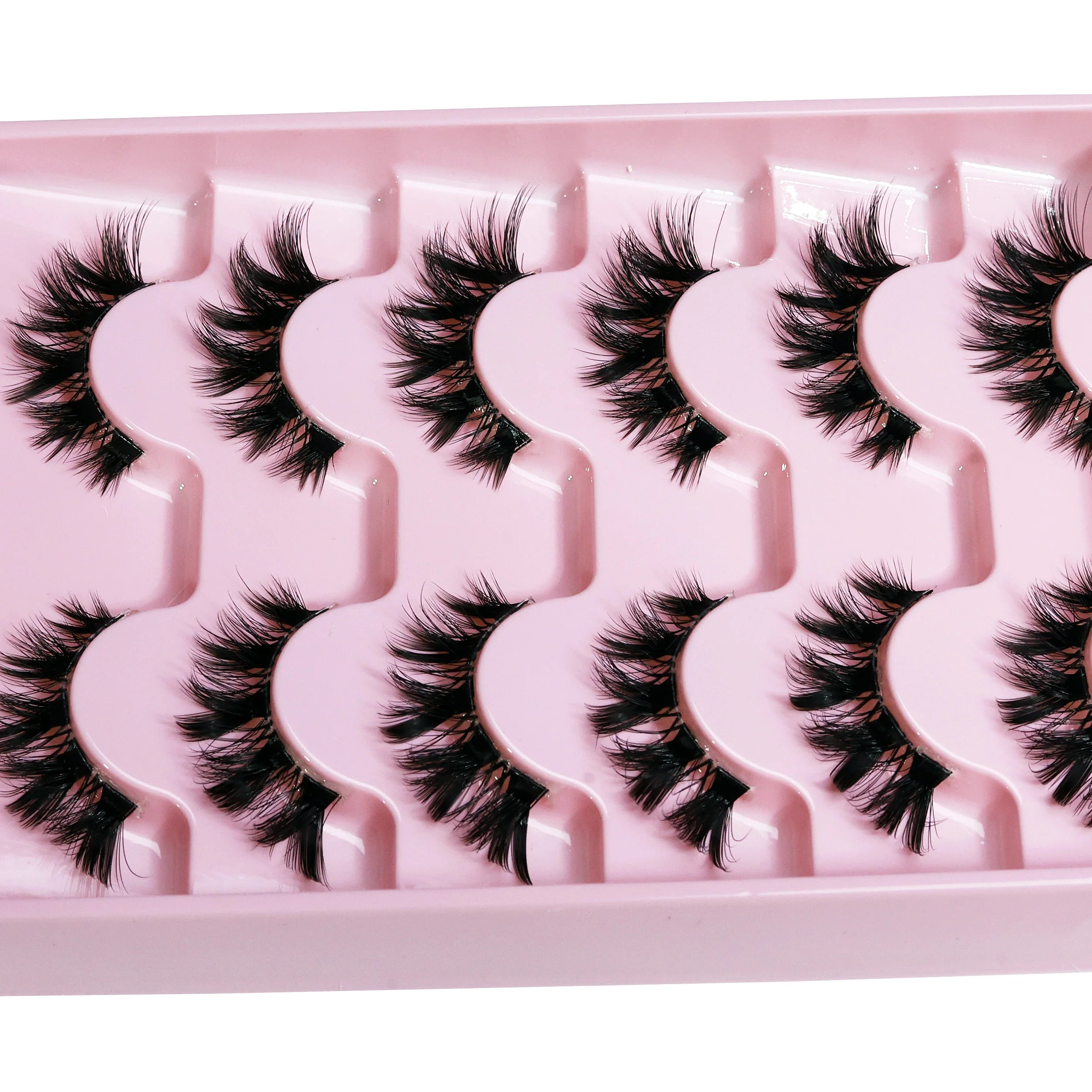 MIOFIA 6 Pairs Natural Fluffy Fake Eyelashes Wispy 3D Mink Lashes Lightweight Soft Reusable Cat Eye Fake Lashes Makeup Tool