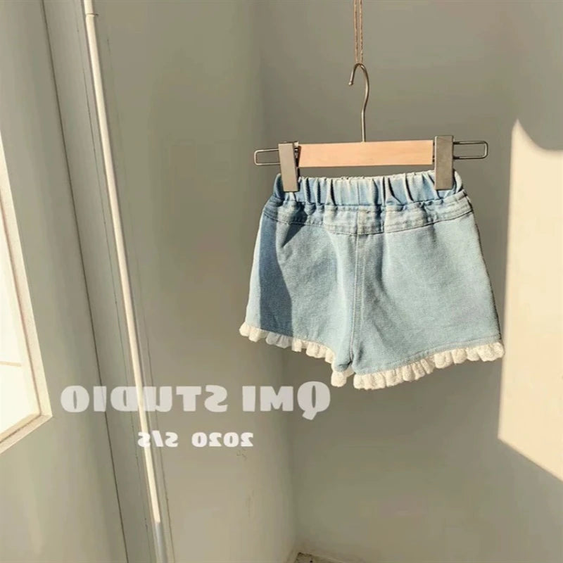 New Girls Denim Shorts Korean Lightweight Summer Shorts for Toddler Girls Casual Versatile Children's Clothing Outdoor Wear