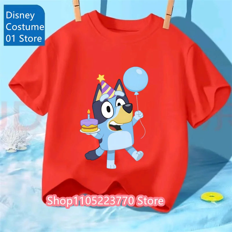 Kids Bluey Cartoon T-Shirt Autumn Winter Short Sleeve Warm Anime Print Comfortable Sweatshirt for Boys and Girls Daily Use
