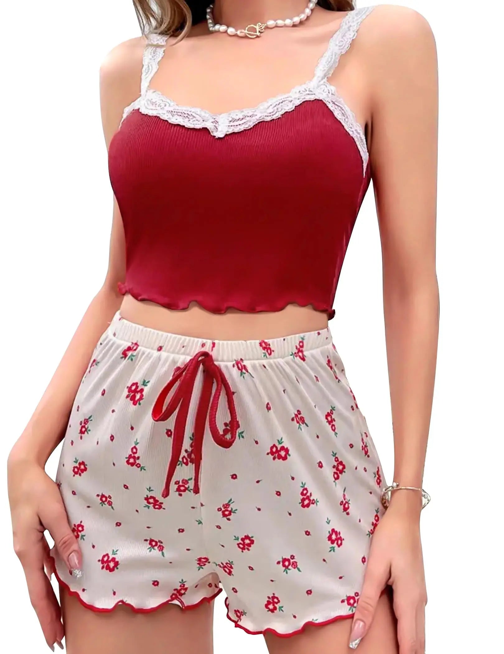 Women’s Lace Camisole Pajama Set