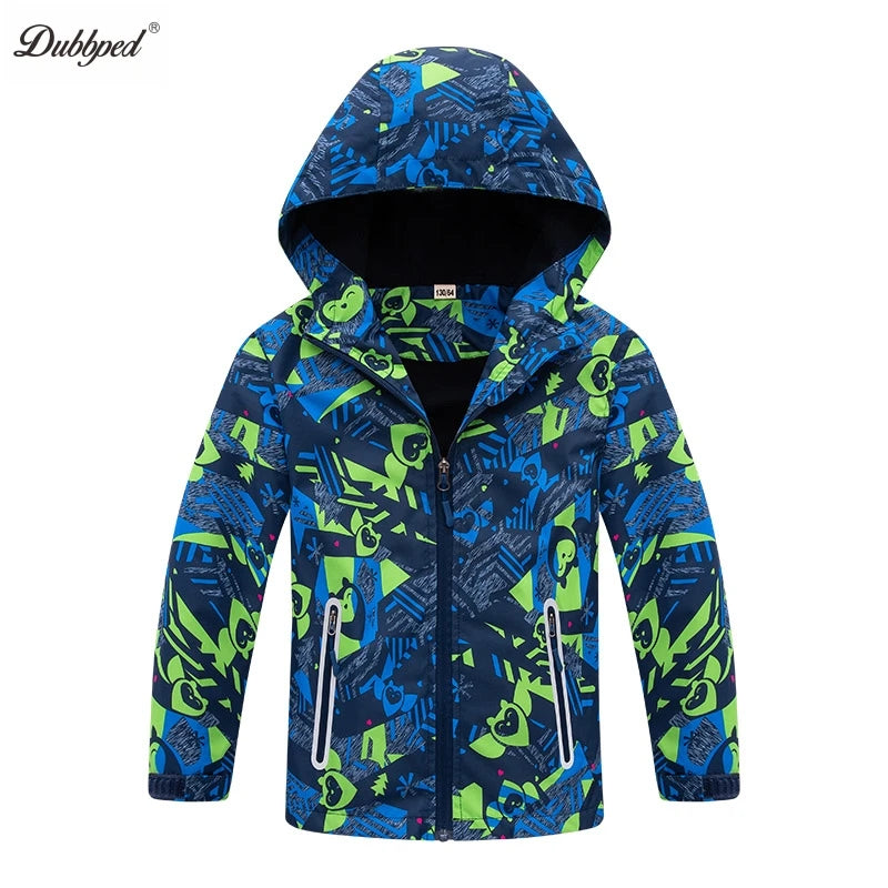 Dubbped Boys Girls Lightweight Breathable Raincoat Waterproof Hooded Rain Jacket Windbreaker Easy to Fold 3-12Y