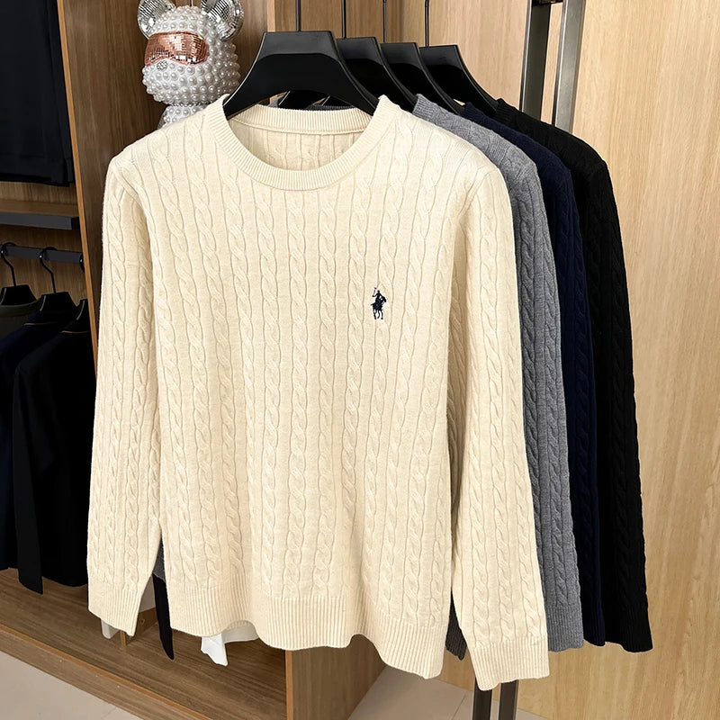 Autumn/Winter 2025 Anti Pilling Sweater Embroidered Fried Dough Twists Solid Long Sleeve Knit Sweater German Velvet Sweater