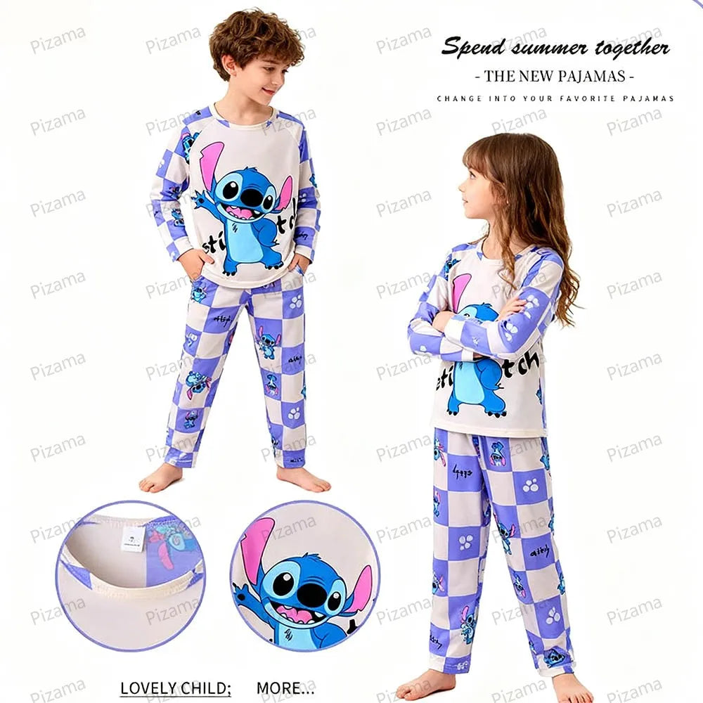 Stitch Pajamas for Kids Girls Long Sleeved Soft Comfortable Lilo & Stitch Pyjamas Suits Children's Loungewear Sleepwear