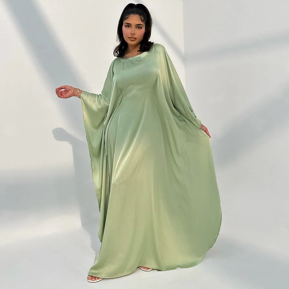Comfortable Classic Abaya 2025 Islamic Clothing Satin Fabric Batwing Kaftan Women's Dresses Modest Abaya Women Muslim Dress