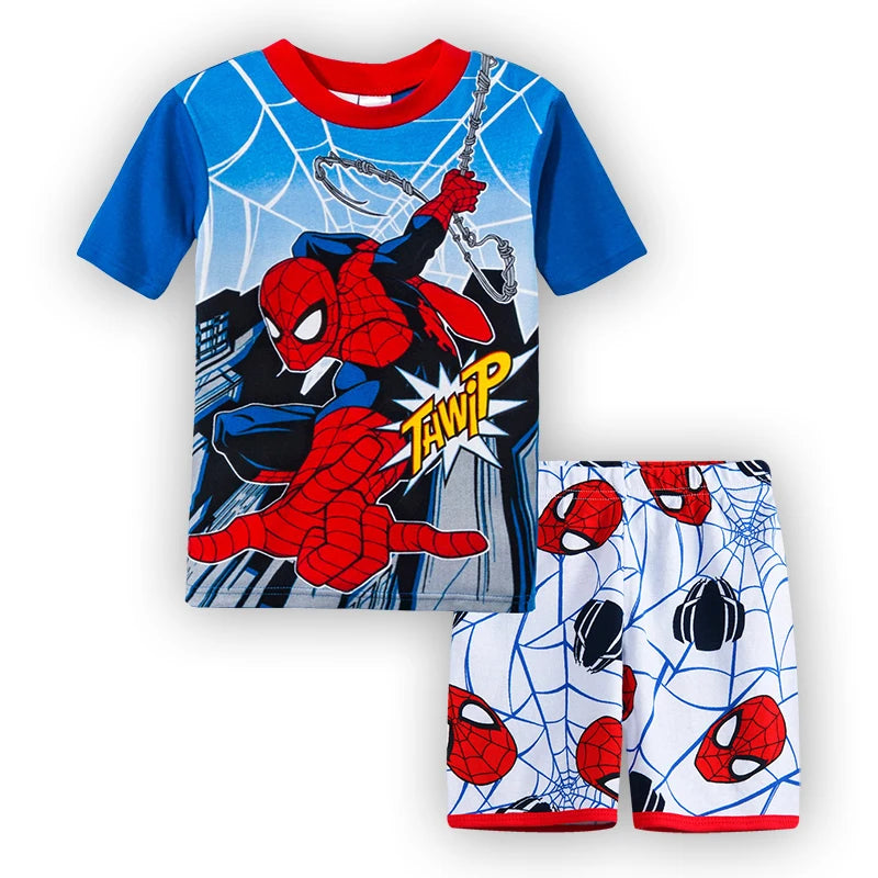 Summer Boys Nighty spider Cartoon Nightgown Costume Boys Cute Set Baby Toddler Short Sleeve Pajamas Sets Home Wear