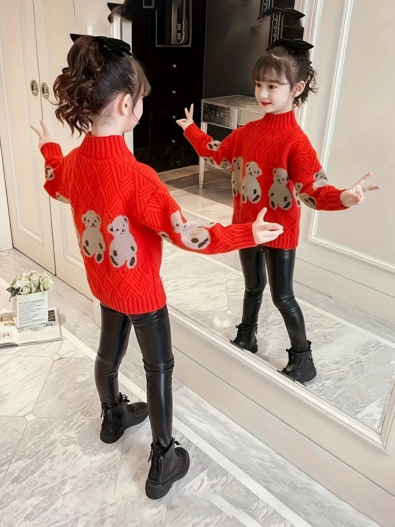 Girls' Sweaters New Style Fashionable Children's Autumn and Winter Knitwear Thickened Sweaters for Older Girls