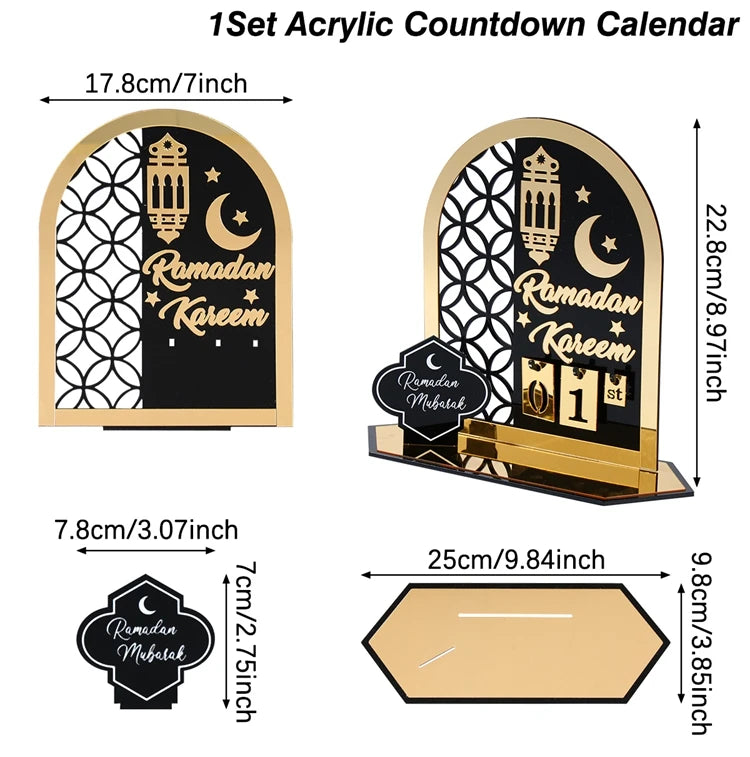 Ramadan Countdown Calendar Eid Mubarak Ornament Ramadan Decoration 2026 For Home Ramadan Kareem Islamic Muslim Party Decor Gifts
