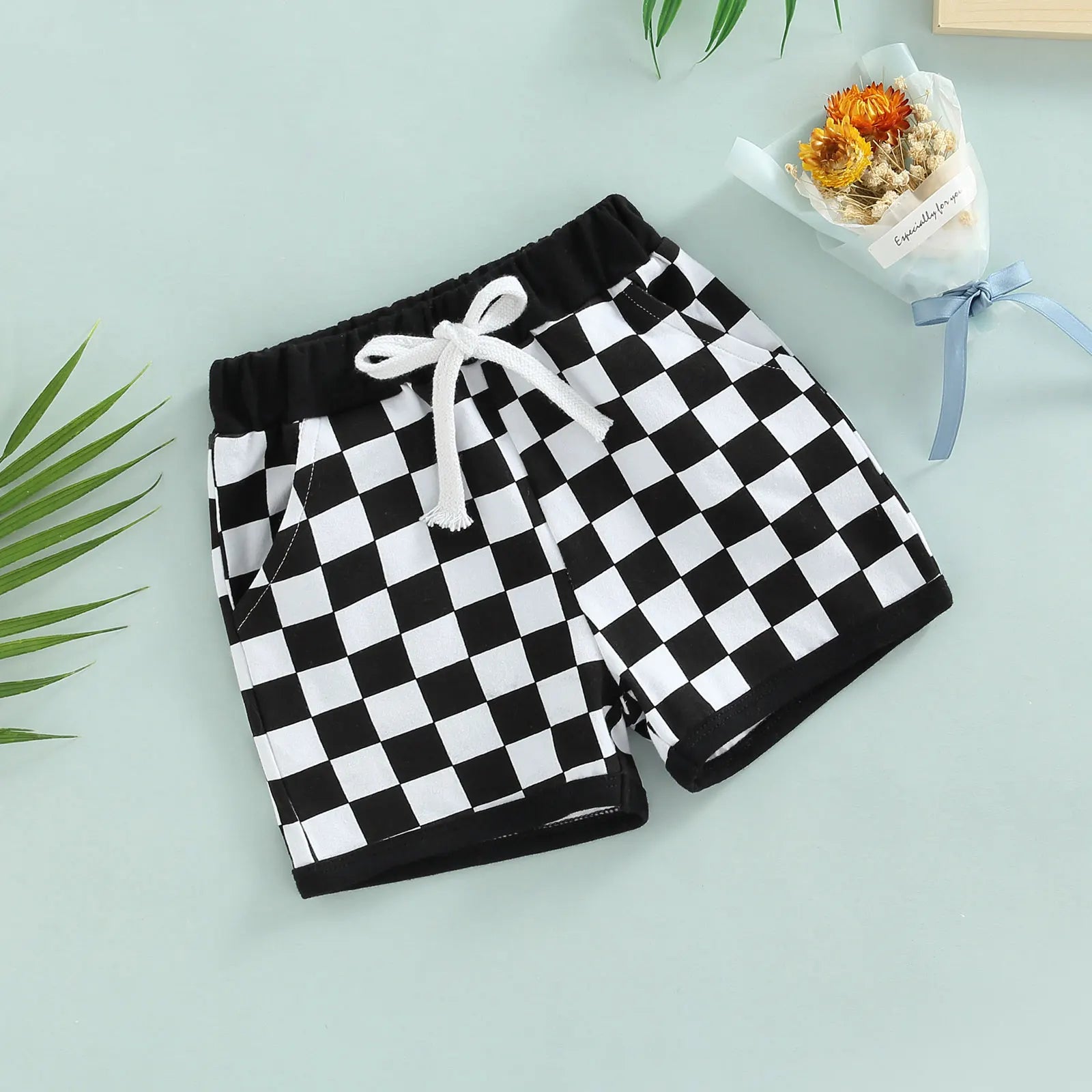 2022-05-04 Lioraitiin 0-3Years Toddler Baby Boys Shorts with Checkerboard Elastic Plaid Printed Pant Clothing