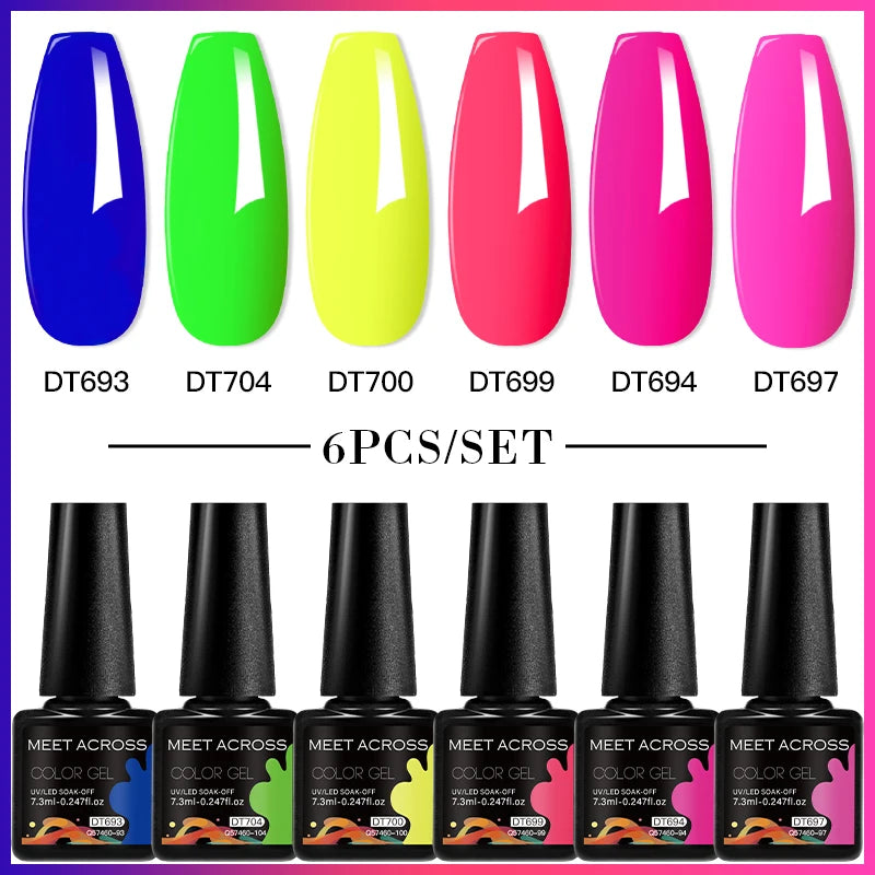 6pc Nail Gel Polish Set DIY Nail Art Semi Permanent UV LED Gel Kit For Nails Decoration Manicure Soak Off Painting Vernis Design
