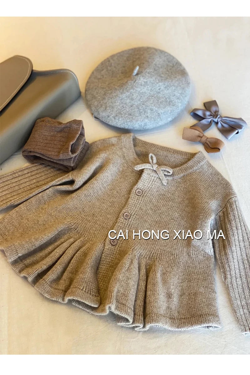 Girl Fashionable and Fashionable Autumn New Knitted Cardigan Single breasted Sweater Girl's Autumn Winter Outwear Trendy Style