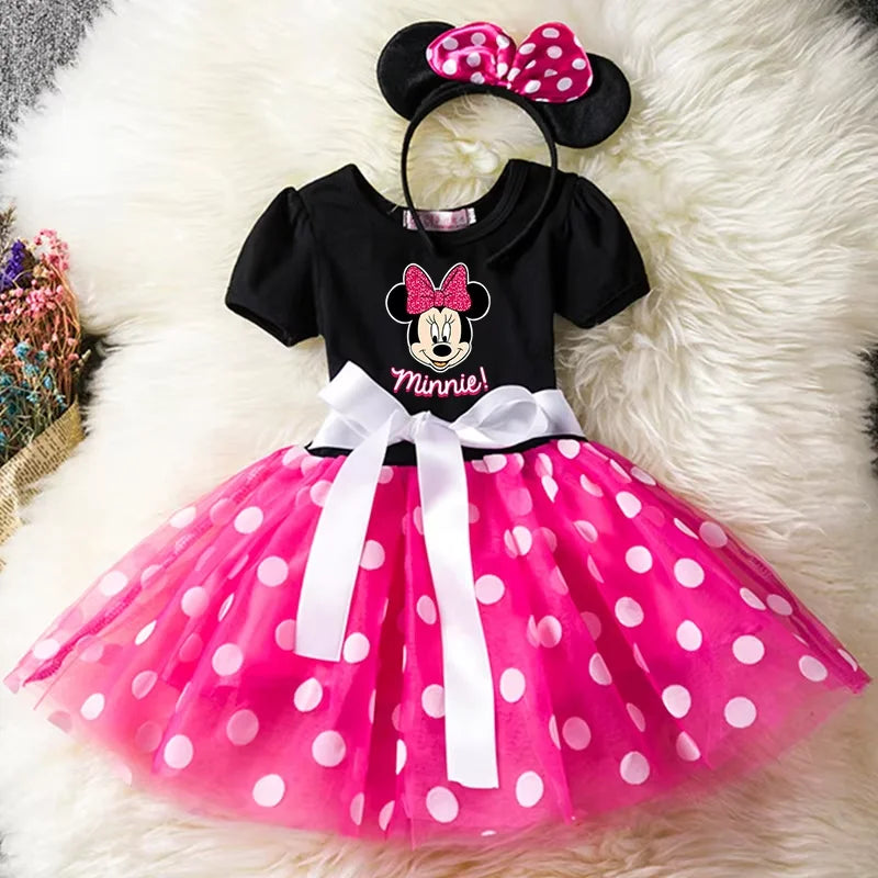 Mickey Minnie Mouse Baby Girls Cosplay Costume Kids Fancy Polka Dot Dress Princess Dress Children Birthday Party Clothing Gift