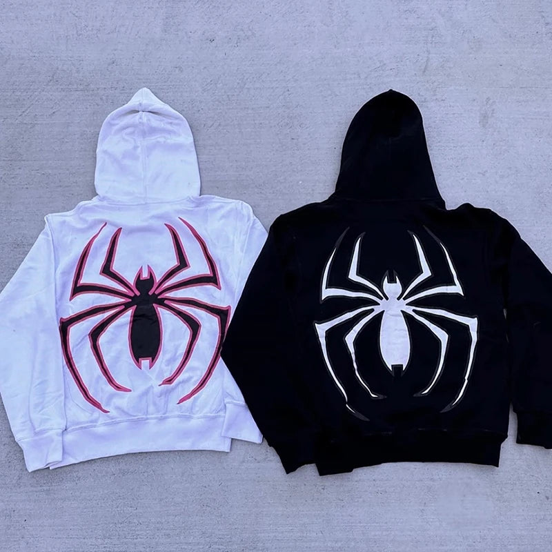 Women and men Spider Graphic Zip-Up Hoodie