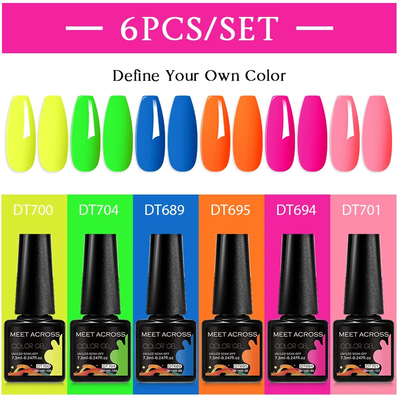 6pc Nail Gel Polish Set DIY Nail Art Semi Permanent UV LED Gel Kit For Nails Decoration Manicure Soak Off Painting Vernis Design