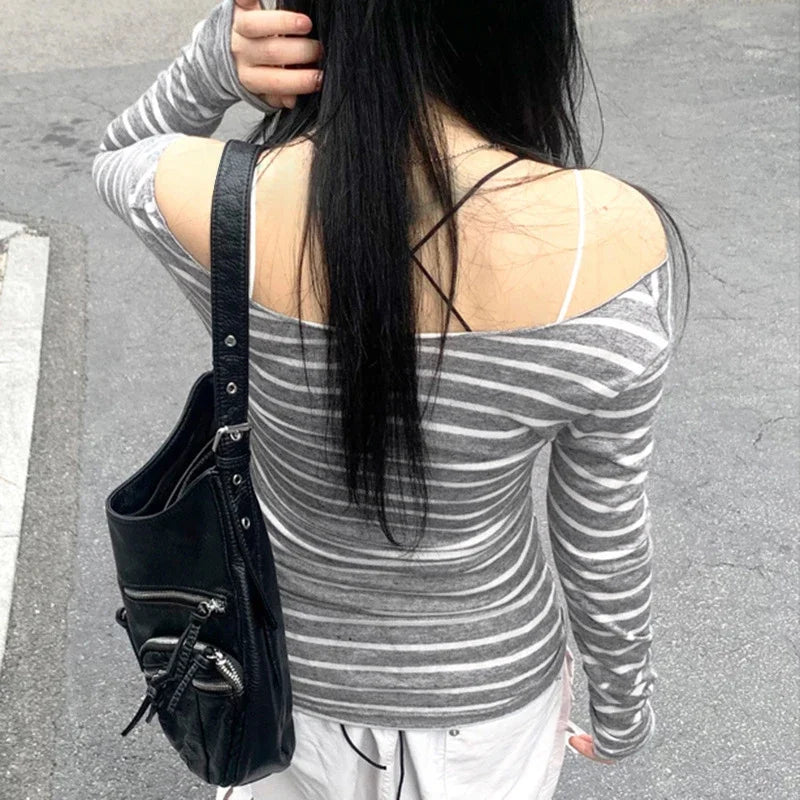 Spring Fall Women's New Japanese Basic Models Slim Long-Sleeved