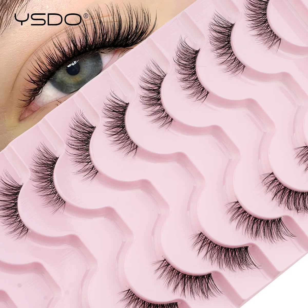 YSDO Half Lashes 3/10 Pairs Natural Long 3D Fuax Mink False Eyelashes Makeup Soft Wispy Short Half Eyelashes Faux Cils Maquiagem