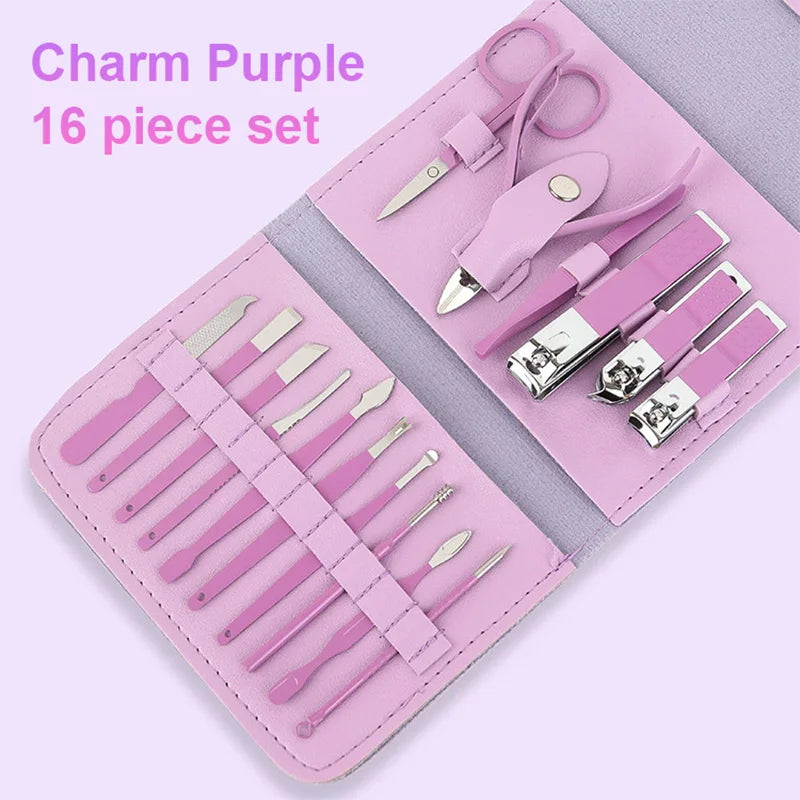 16/12/4 pcs Professional Nail Clippers and Cuticle Nippers Set with Travel Case Manicure Set Pedicure Sets Nail Clippers