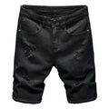 Streetwear Ripped White Denim Shorts Men New Fashion Knee Length Jeans Simple Casual Slim Hole Short Pants Male