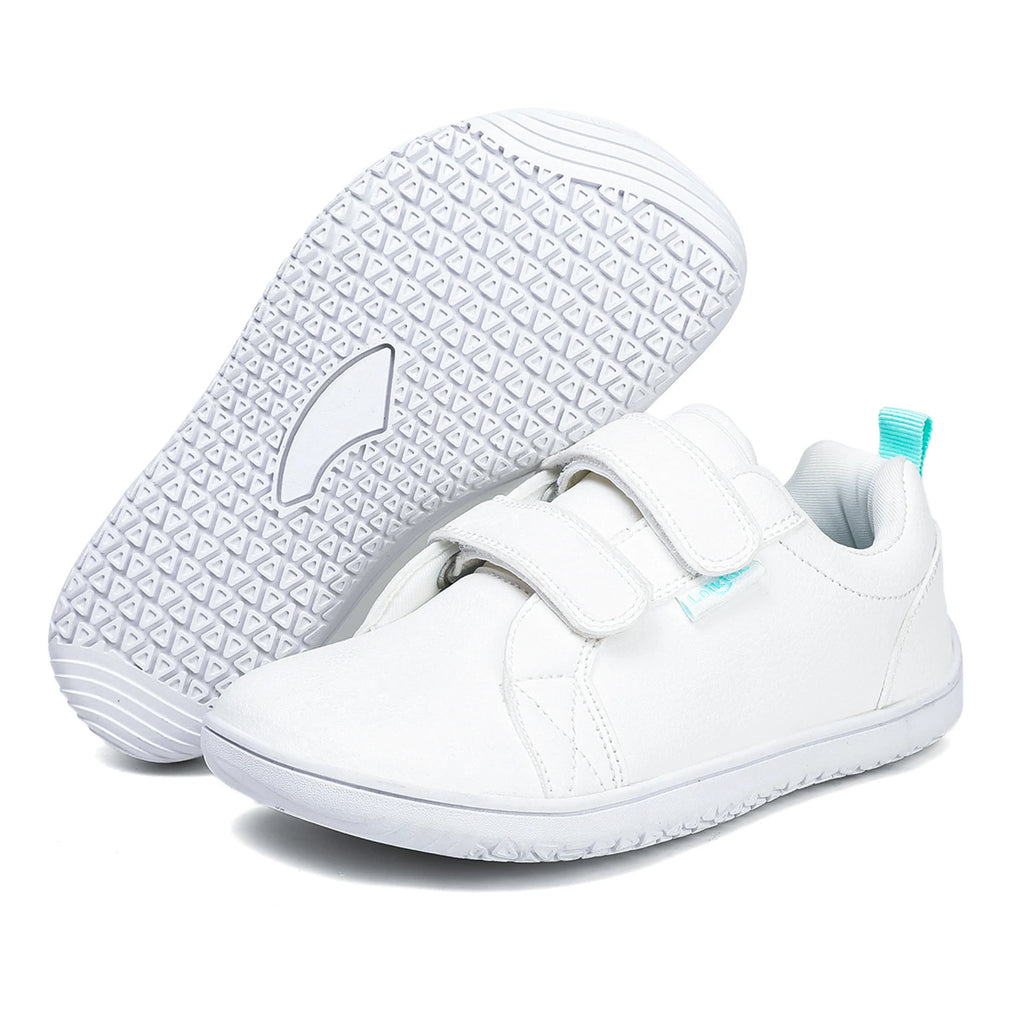 Kids Barefoot Shoes Boys Girls Wide Toe Minimalist Fashion Sneakers Lightweight Hook Loop Artificial Leather Walking Flats