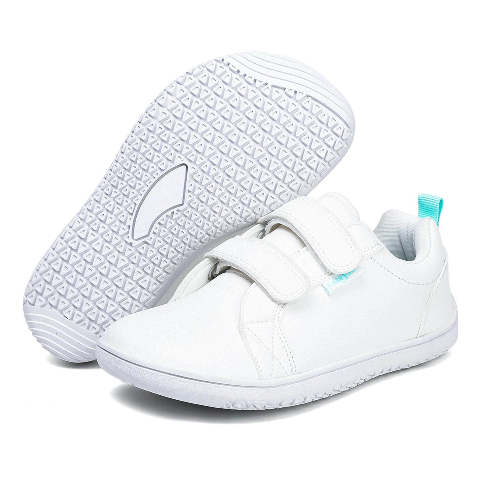 Kids Barefoot Shoes Boys Girls Wide Toe Minimalist Fashion Sneakers Lightweight Hook Loop Artificial Leather Walking Flats