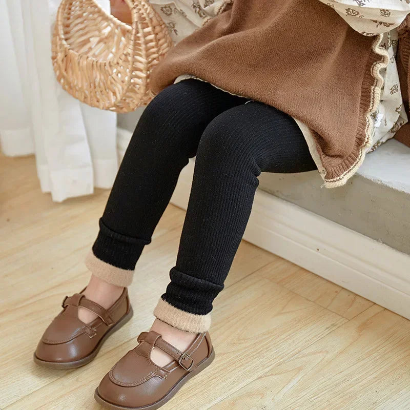 2023 Autumn Winter Baby Girls Pant Baby Cotton Warm Leggings Children's Velvet Pants Solid Trousers Kids Clothes Korean Style