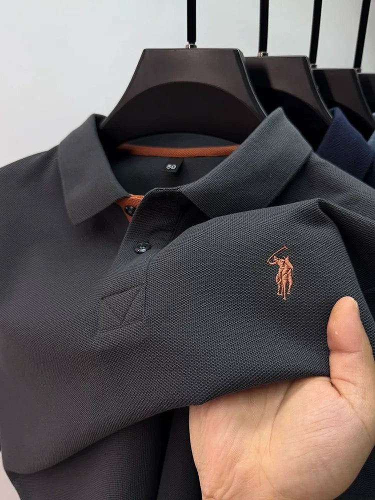 100% pure cotton high-end brand men's short sleeve polo shirt summer fashion customization horse embroidery classic Paul T-shirt