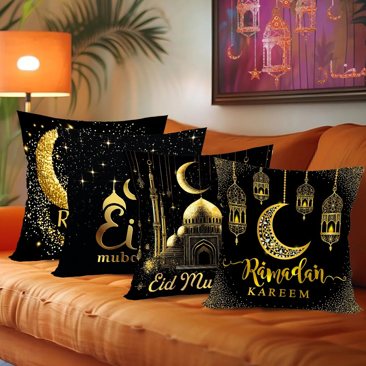 2026 Eid Mubarak Pillowcase Decor for Home Sofa Cushion Cover Islamic Ramadan Kareem Decoration Mosque Muslim Pillow Cover Gifts