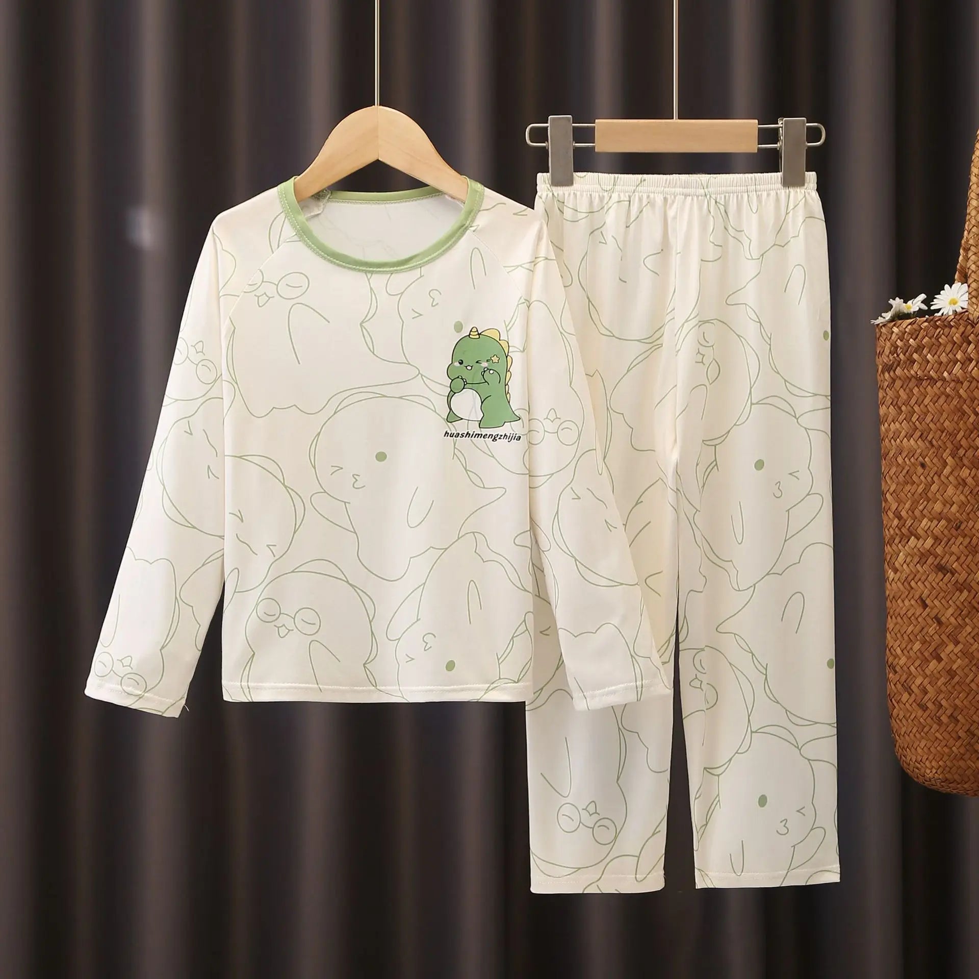 Girls Pajamas Spring Autumn Children Pajamas Long Sleeve Cartoon Kids Sleepwear Robe Children's Clothing Mother