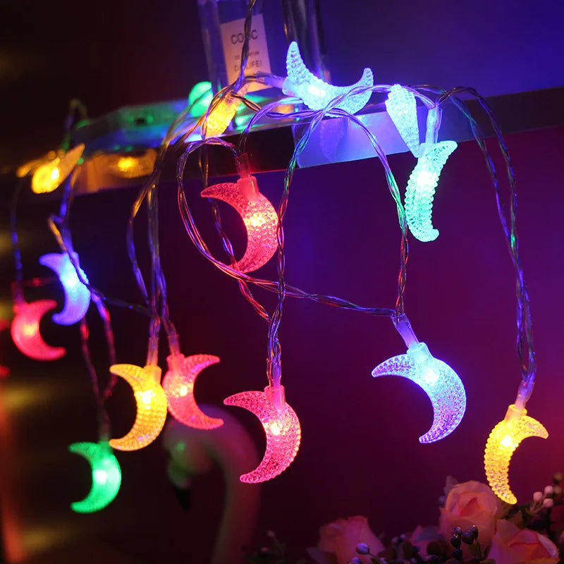 1.5M 10LED Moon Star Eid Mubarak String Light Ramadan Decorations for Home 2026 Ramadan Kareem Islamic Muslim Party Eid Al Adha