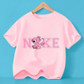 Disney Y2K Stitch the Trucksuit Kawaii Anime Cartoon Baby Girl Boy Fashion T-Shirt Children's Brand Tops