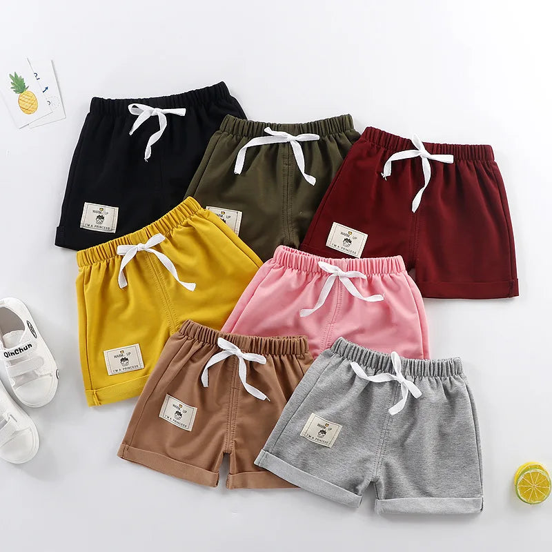 1pcs Cotton Summer Kids Shorts Boys Girls Solid Color Short Baby Cartoon Casual Pant Children Short Pant  Sport Clothing Outwear