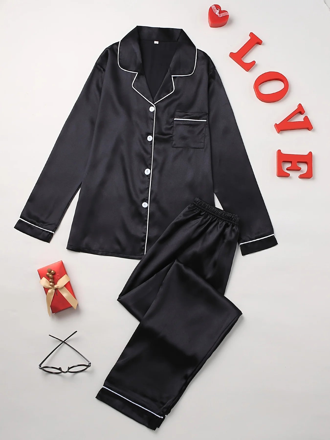 Long Sleeve Lapel Pajama Set