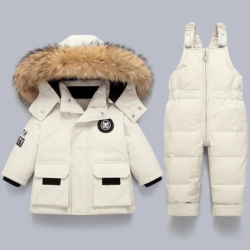 Kids Down Jacket with Fur Collar (1–5Y)