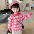 Girls' Sweater Thickened Autumn/Winter New Fashionable Versatile Children's Knitted Sweater Girls' Top Sweet and Cute