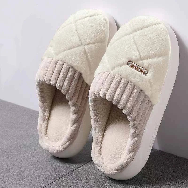 Women's Casual Home Slippers Soft Bottom Plush Slippers Anti-slip Thermal Slippers Indoor Winter Men's Fashion Casual Flats Slip
