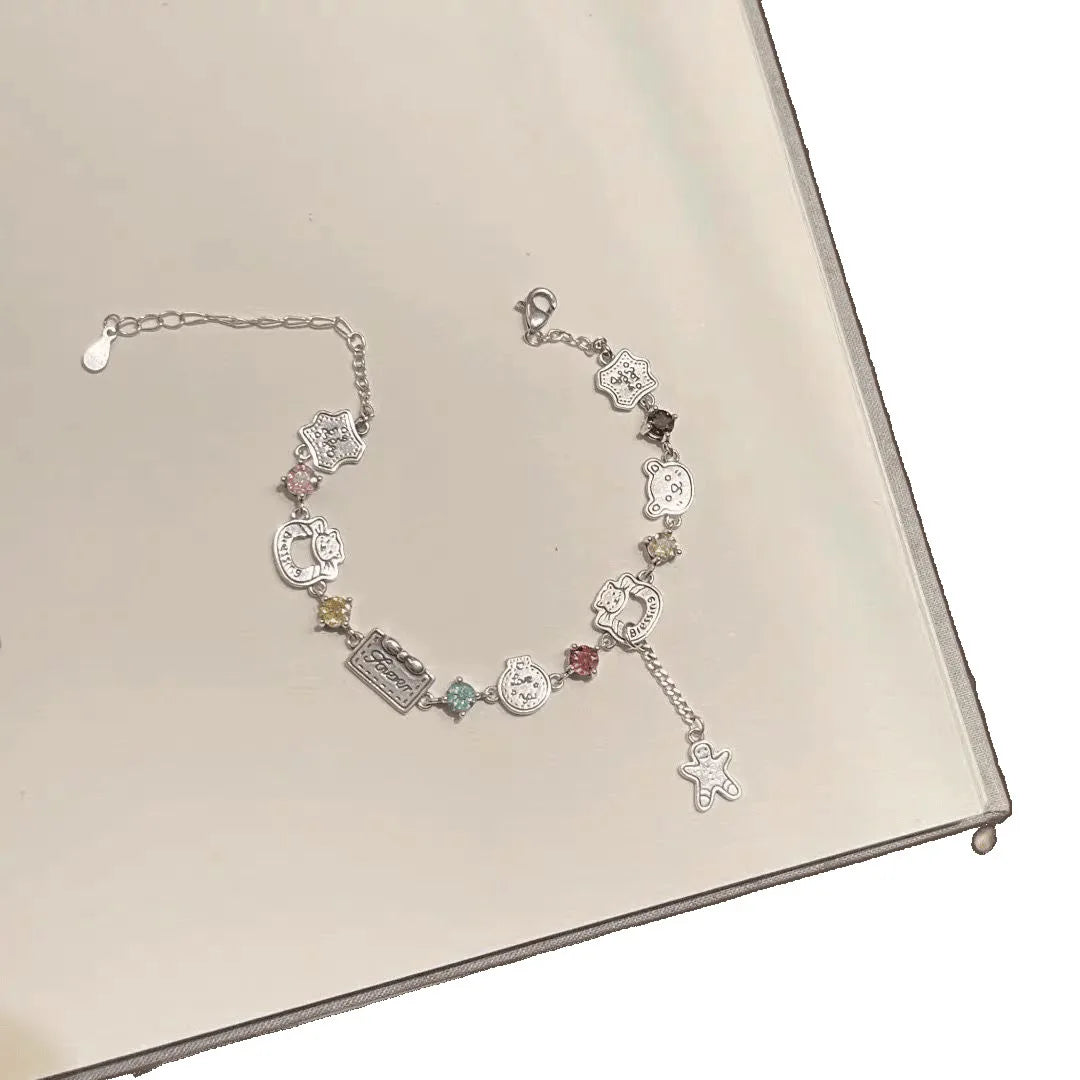 Cute Colored Diamond Gingerbread Bear Bracelet - Exquisite Versatile Bracelet, Popular High-Appearance Jewelry