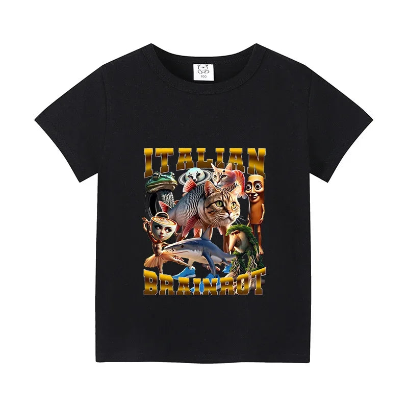 Italian Brainrot Animals Kids T-shirt Cappuccino Assassino