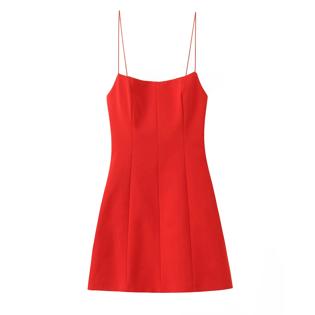 TFMLN New Women Big Bow Straps A-line Dress Summer Backless Sweet Solid Sleeveless Slimming Short Dresses Fashion Party Clothes
