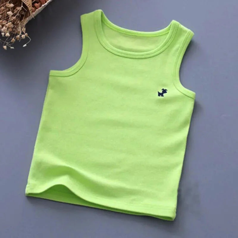 Fashion Children T-shirts for Girls Candy Color Baby Boys Graphic Tee Cotton Vest Tops Kids Summer Clothes Sleeveless T-Shirt