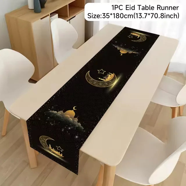 Ramadan Table Runner Eid Mubarak Decoration 2026 for Home Ramadan Kareem Ramadan Mubarak Islamic Muslim Party Eid Al-Fitr Gifts