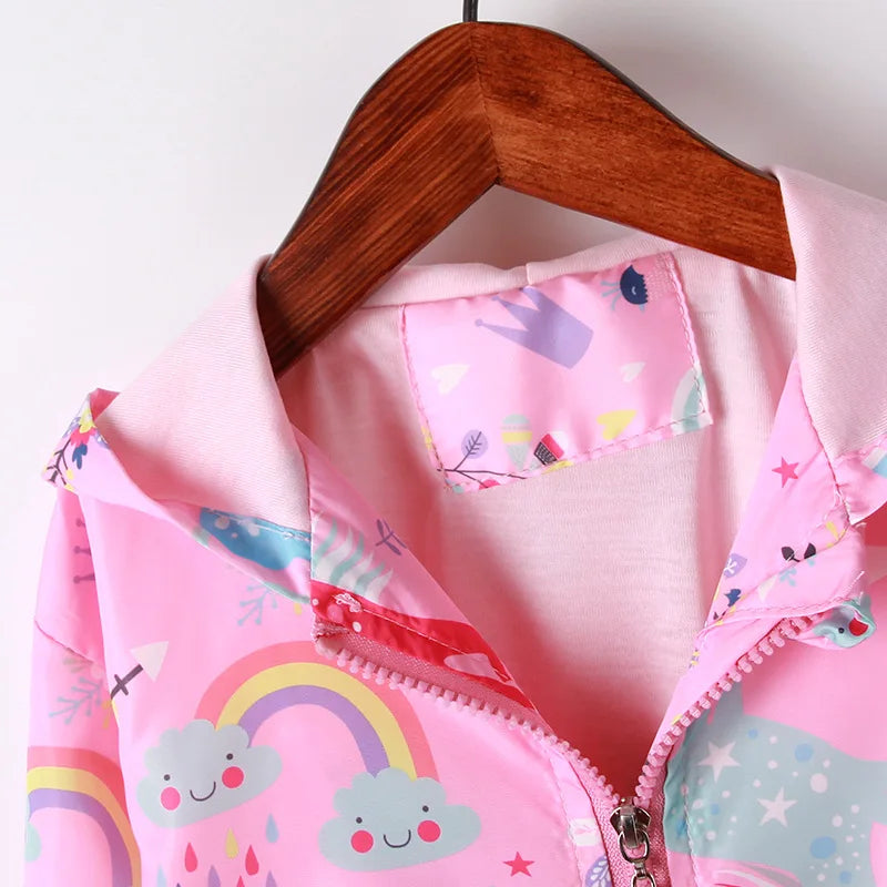 Children Jacket 2 3 4 5 6 7 8 9Y Girl Clothes Spring Cotton Kids Graffiti Hoodie Ziper Toddler Girls Windbreaker Coat Autumn Top