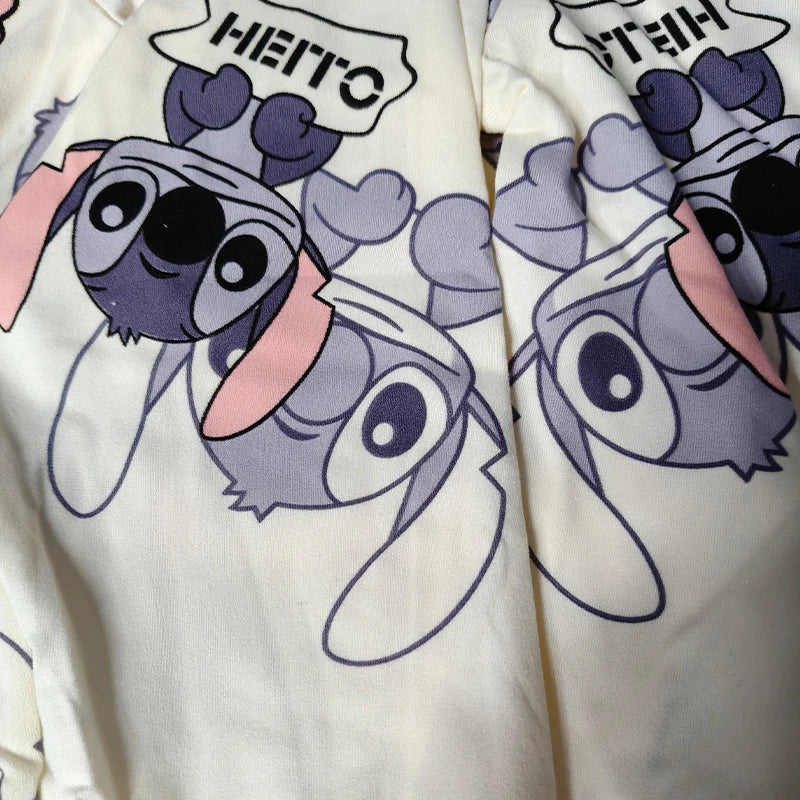 2pcs Stitch Print Autumn and Winter Kids Pajama Set for Boys and Girls, Long Sleeve Top & Pants Set, Stitch Comfy Casual Set