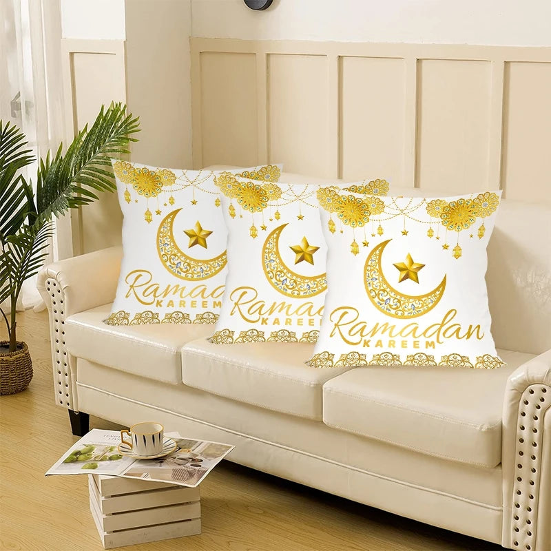 Eid & Ramadan Throw Pillow Covers Moon Stars Pillowcase For Muslim Party Supplies Ramadan Decoration 2026 Cushion Cases Eid Gift