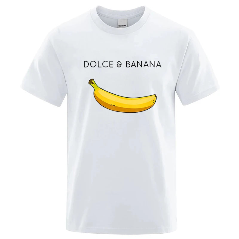 Summer Men's T-shirt High Quality 100%Cotton Funny Banana Printing Loose O-neck Men Short Sleeve Casual For Male T-shirt Top Tee