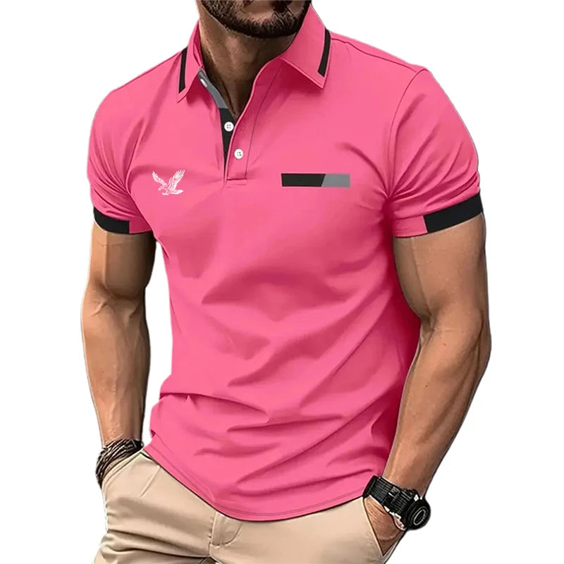 Men's Golf Shirt Golf Polo Work Casual Lapel Short Sleeve Basic Modern Color Block Patchwork Spring & Summer Regular Fit